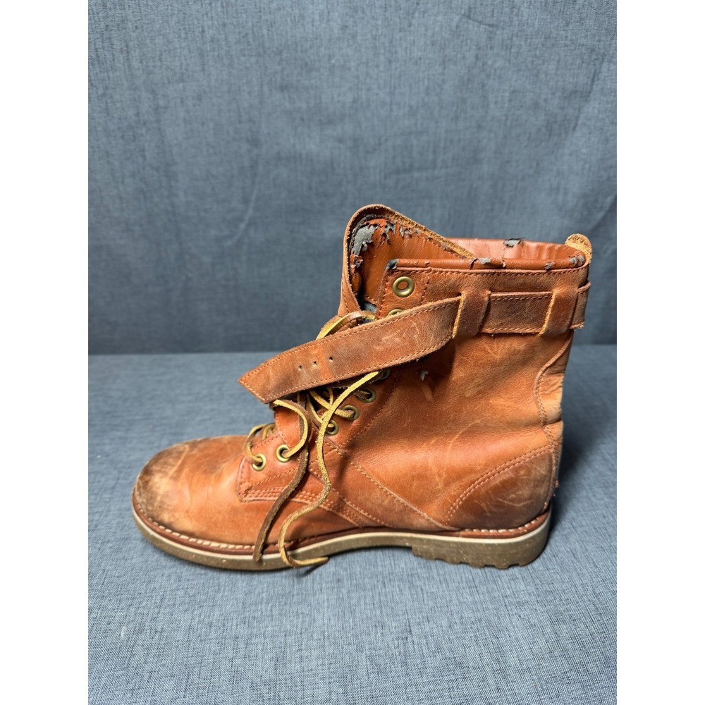 Polo Ralph Lauren Maurice Leather Buckle Boots Mens 8.5D Brown Combat Distressed - Picture 5 of 16